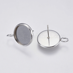 Non-Tarnish 201 Stainless Steel Stud Earring Settings&nbsp;STAS-I097-023-12mm