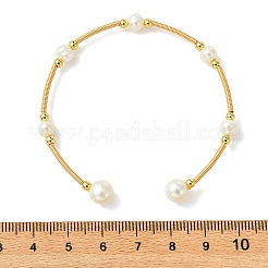 Copper French Wire & Natural Cultured Freshwater Pearl Cuff Bangles&nbsp;BJEW-JB13988