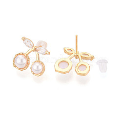 Brass Clear Cubic Zirconia Stud Earrings&nbsp;EJEW-T048-09B