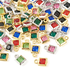 72Pcs 12 Styles Rack Plating Brass Glass Charms&nbsp;KK-TA0001-78