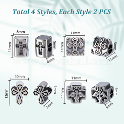 8Pcs 4 Styles 304 Stainless Steel European Beads&nbsp;STAS-GA0001-81
