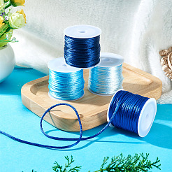 4 Rolls 4 Colors Nylon Satin Rattail Cords&nbsp;NWIR-TA0001-39C
