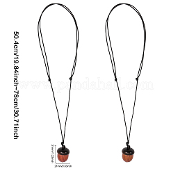 2Pcs 2 Colors Acorn Wood Locket Pendant Necklace with Wax Cords&nbsp;NJEW-CA0001-13