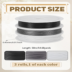 3 Rolls 3 Colors DIY Jewelry Thread Findings Colored Tiger Tail Wire&nbsp;TWIR-LP0001-06A
