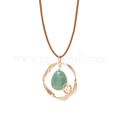 Alloy Ring & Resin Oval Pendant Imitation Leather Cord Long Necklaces for Women&nbsp;FS-WGD029B-01