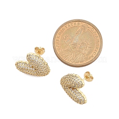 Brass Micro Pave Clear Cubic Zirconia Stud Earrings for Women&nbsp;LS-EJEW-F352-06G