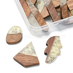 20Pcs 10 Styles Transparent Resin & Walnut Wood Pendants&nbsp;RESI-YW0001-30