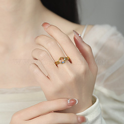Adjustable Brass Pave Cubic Zirconia Finger Rings for Women&nbsp;WG2F3CA-01