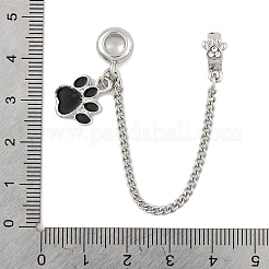 Rack Plating Paw Print Alloy Black Enamel European Safety Chains&nbsp;FIND-C055-05P-01