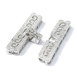 Rack Plating Brass Micro Pave Clear Cubic Zirconia Fold Over Clasps&nbsp;KK-M282-19P