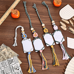 6Pcs 6 Colors Flower Cotton Braided Photo Holder Pendant Decorations&nbsp;HJEW-GL0001-12