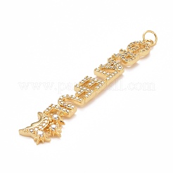 Rack Plating Brass Micro Pave Clear Cubic Zirconia Pendants&nbsp;KK-M229-16G