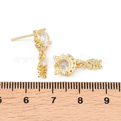 Brass Micro Pave Cubic Zirconia Dangle Stud Earrings&nbsp;EJEW-F405-24G-02
