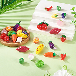 28Pcs 14 Styles Opaque Resin Pendants&nbsp;RESI-TA0004-19