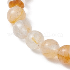 Round Natural Yellow Hematoid Quartz Beads Stretch Bracelets for Women&nbsp;BJEW-JB11400