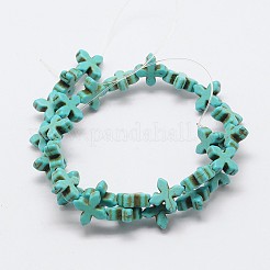 Dyed Synthetical Turquoise Cross Bead Strand&nbsp;G-P083-86