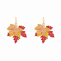 Alloy Enamel Maple Leaf Dangle Earrings for Women&nbsp;WG7F916-01