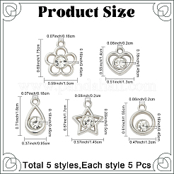 25Pcs 5 Styles Plastic with Resin Rhinestone Pendants&nbsp;FIND-YW0009-87