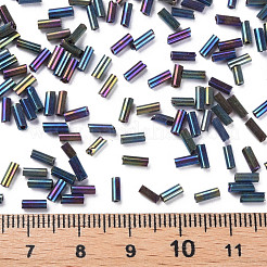Metallic Colours Glass Bugle Beads&nbsp;SEED-N005-001-D04