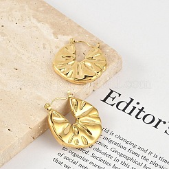 304 Stainless Steel Wrinkle Hoop Earrings For Women&nbsp;EJEW-B113-01G-01