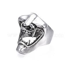 Gothic Punk Open Mouth Alloy Open Cuff Ring for Men Women&nbsp;RJEW-T009-59AS