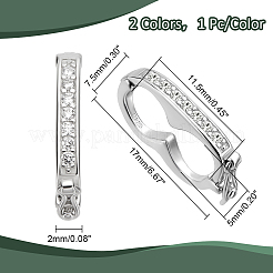 2Pcs 2 Colors Rhodium Plated 925 Sterling Silver Micro Pave Clear Cubic Zirconia Twister Clasps&nbsp;FIND-PH0018-35B