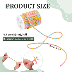 8 Rolls 8 Colors 4-Ply Polycotton Cord with Metallic Thread&nbsp;OCOR-PH0007-10