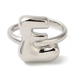 Initials Brass Open Cuff Ring for Women&nbsp;RJEW-N046-02E-P