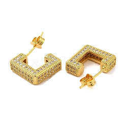 Brass Micro Pave Clear Cubic Zirconia Stud Earrings for Women&nbsp;EJEW-A040-06G