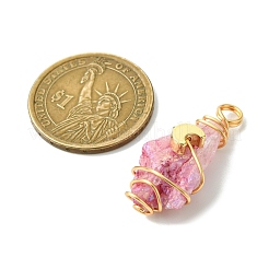 2Pcs Electroplated Natural Quartz Crystal Dyed Copper Wire Wrapped Pendants&nbsp;PALLOY-JF03170-01