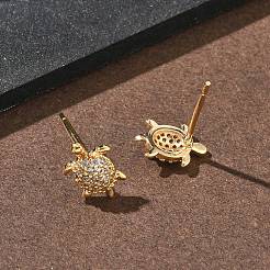 Brass Micro Pave Clear Cubic Zirconia Stud Earrings for Women&nbsp;EJEW-F403-02G