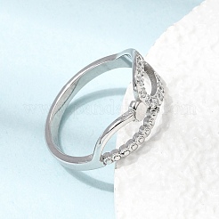 304 Stainless Steel Micro Pave Cubic Zirconia Finger Rings for Women&nbsp;RJEW-A104-01P