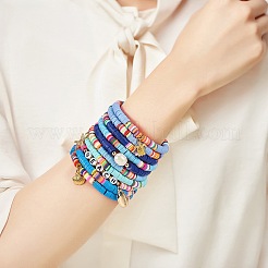 10Pcs 10 Styles Polymer Clay Heishi Beads Stretch Bracelets Sets&nbsp;BJEW-JB05922