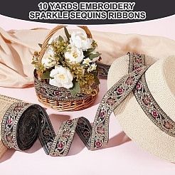 Sparkle Polyester Flower Embroidery Ribbons&nbsp;SRIB-WH0011-266B