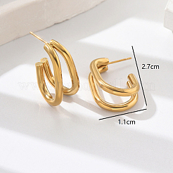 Geometric Outline Design 304 Stainless Steel Double-layer Stud Earrings for Women&nbsp;SL0180-1