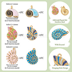 6Pcs 6 Styles 304 Stainless Steel Enamel Pendants&nbsp;STAS-TA0006-54