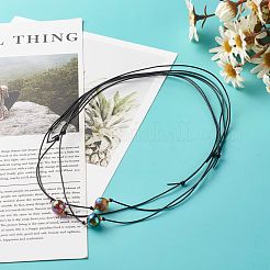 Pearl Luster Plated Round Faceted Natural Agate Pendant Necklace&nbsp;NJEW-JN03657-02
