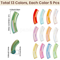 65Pcs 13 Colors UV Plating Transparent Rainbow Iridescent Acrylic Beads&nbsp;OACR-PA0002-11