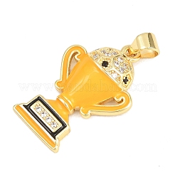 Football Brass Micro Pave Cubic Zirconia Pendants&nbsp;KK-A297-09E-G