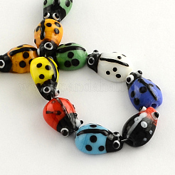 Ladybug Handmade Lampwork Beads Strands&nbsp;LAMP-R004-03