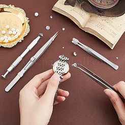 4Pcs 4 Style Stainless Steel Tweezers & 4-Claw Pick up Tool for Small Parts Pickup&nbsp;STAS-UN0039-16