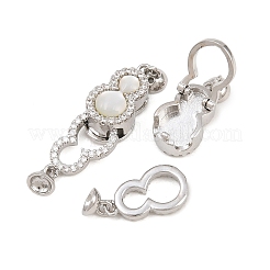 Brass Micro Pave Clear Cubic Zirconia Fold Over Clasps&nbsp;CU-CBA8264-02P