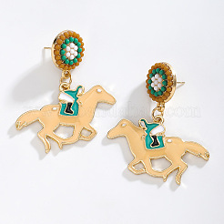 Horse Alloy Enamel Dangle Stud Earrings&nbsp;FS-WG96C14-01