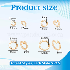 20Pcs 4 Styles Brass Open Jump Rings&nbsp;KK-UN0006-08