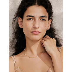 304 Stainless Steel and Imitation Pearl Beaded Chain Necklaces for Women&nbsp;HP4022