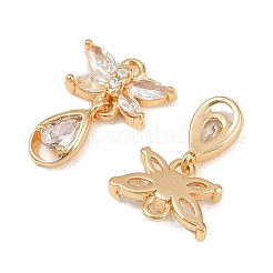 Brass Micro Pave Cubic Zirconia Pendants&nbsp;KK-F906-04G