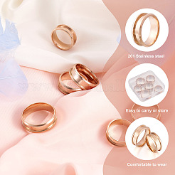 6Pcs 6 Size 201 Stainless Steel Grooved Finger Ring Settings&nbsp;FIND-YS0001-11
