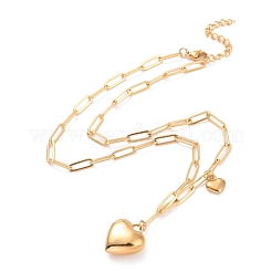 304 Stainless Steel Heart Pendant Necklace for Women&nbsp;NJEW-G018-10G