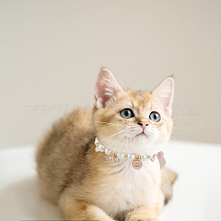 2Pcs Glass Pearl Beads & Iron Chain Pet Collar&nbsp;NJEW-DR00004