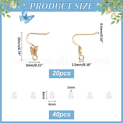 20Pcs Butterfly Brass Earring Hooks&nbsp;KK-UN0002-22